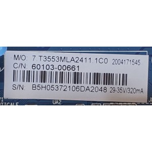 MAIN FUENTE PARA TV INSIGNIA / NÚMERO DE PARTE 60103-00661 / CV3553ML-A24 / 7.T3553MLA2411 / B5H05372106DA2048 / DISPLAY MV185WHB-N20 / MODELO 	